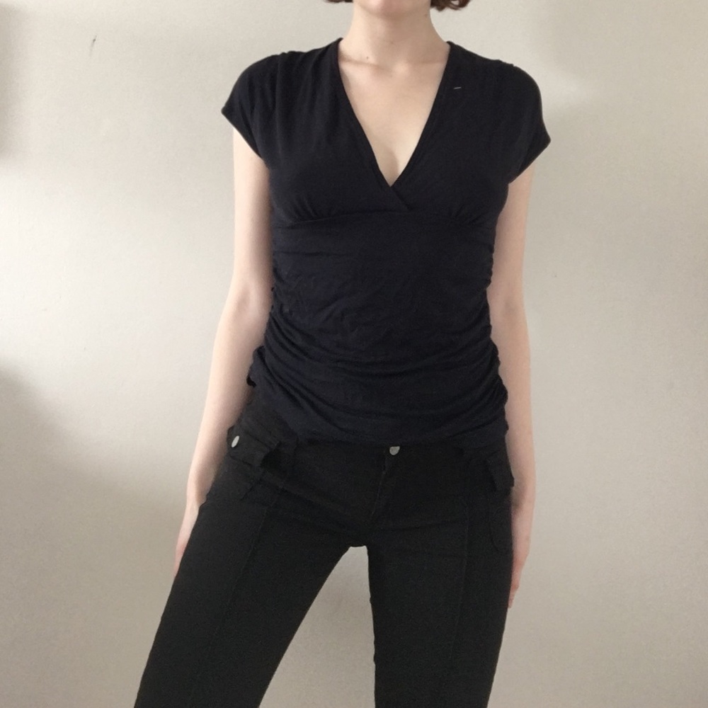 Y2k ruched black top